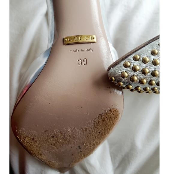 Gucci Silver Argento Gold Studded Women Pumps - Picture 9 of 13